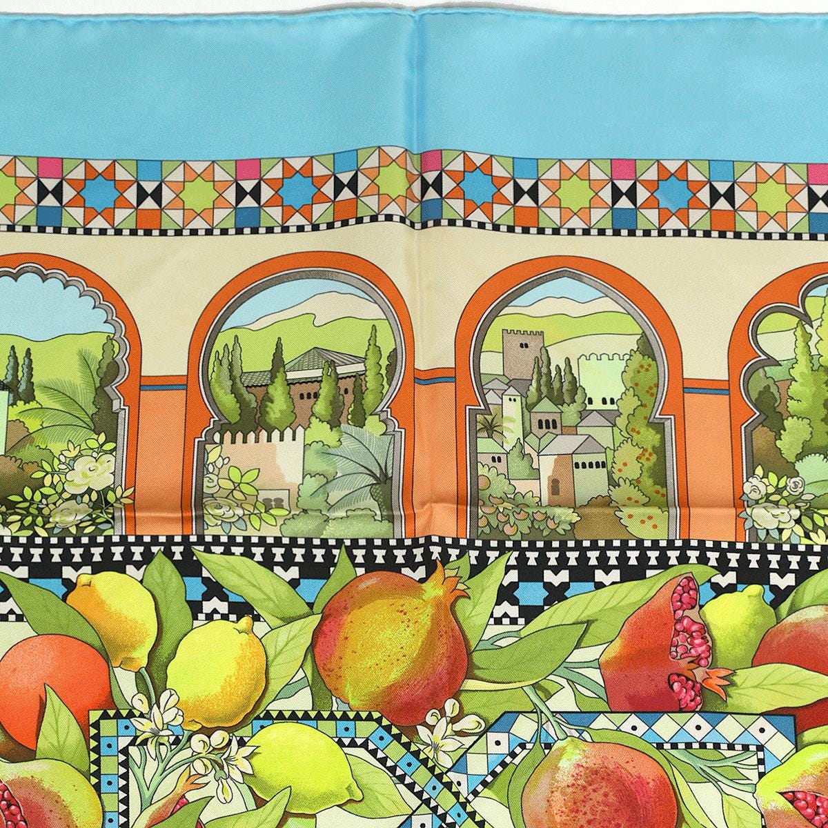 Hermes Scarf "Les Jardins d'Andalousie" by Aline Honore 90cm Silk | Carre Foulard