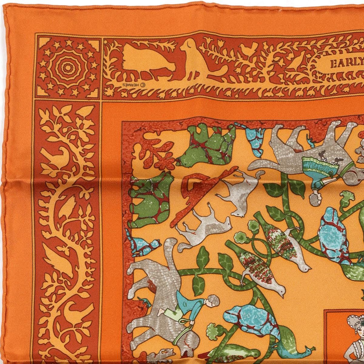 Hermes Scarf 45cm "Early America" by Françoise De La Perriere Silk Gavroche