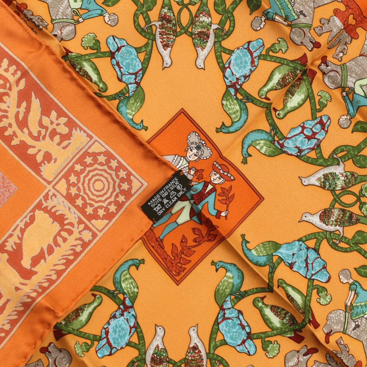 Hermes Scarf 45cm "Early America" by Françoise De La Perriere Silk Gavroche