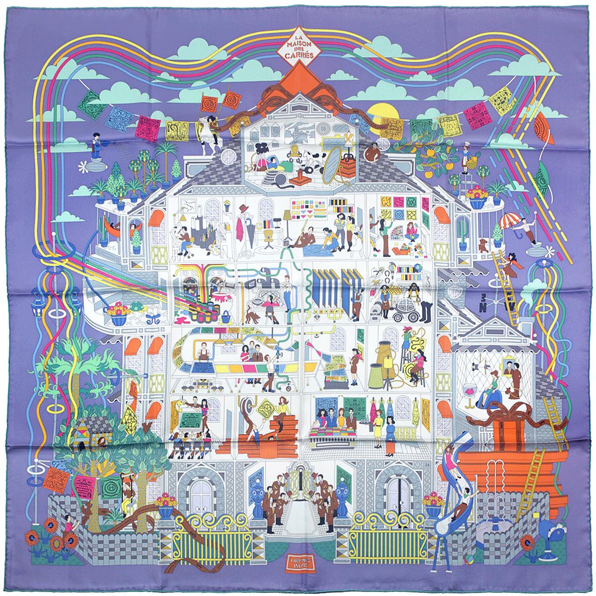 Hermes Scarf "La Maison des Carrés" by Pierre Marie 90cm Silk | Carre Foulard