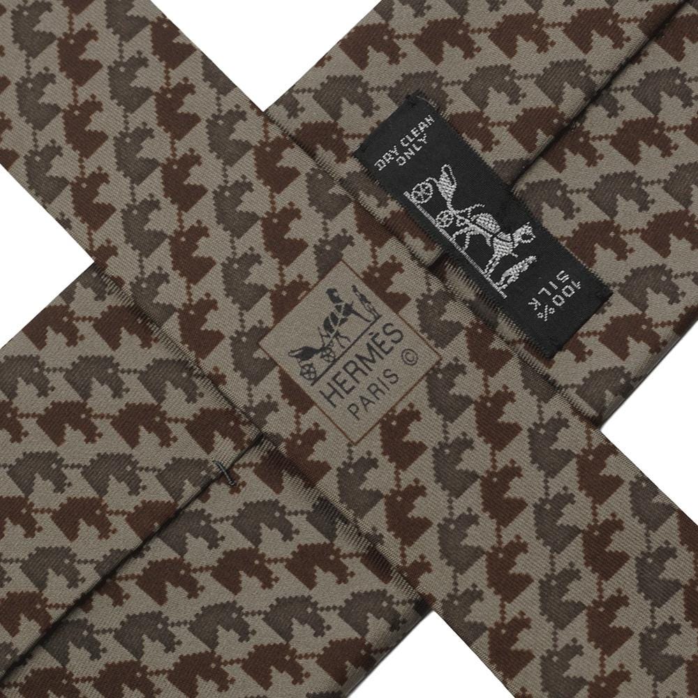 Hermes Men's Silk Tie Whimsical Pixelated Unicorns Pattern 5344 | Necktie Cravate