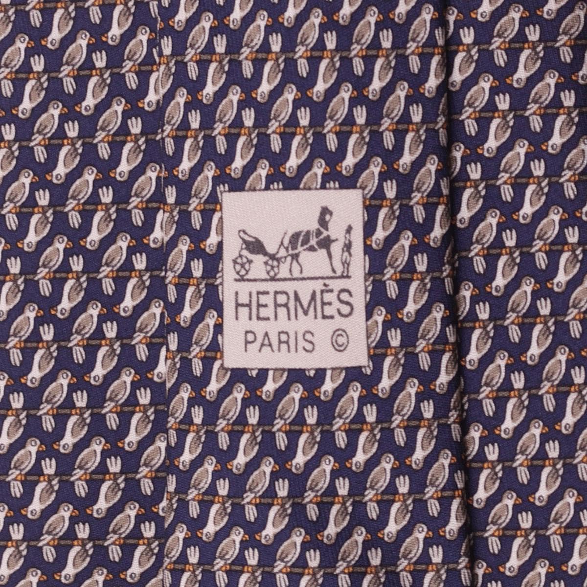 Hermes Men's Silk Tie Bird on a Wire Pattern 5514 | Necktie Cravate