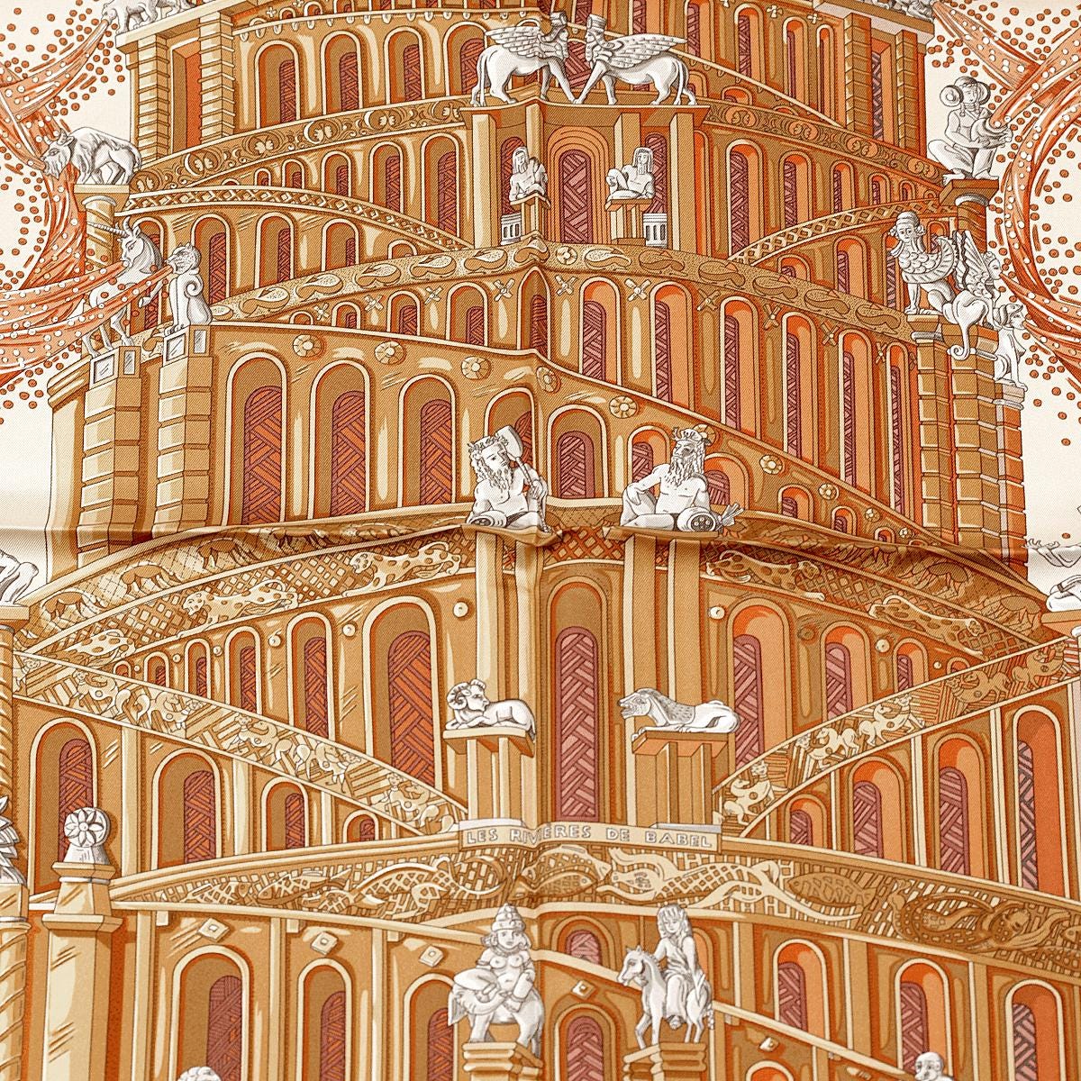 Hermes Scarf "Les Rivieres de Babel" by Annie Faivre 90cm Silk | Carre Foulard