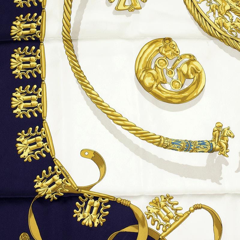 Hermes Scarf "Cavaliers d'Or" by Vladimir Rybaltchenko Vintage 90cm Silk | Foulard Carre