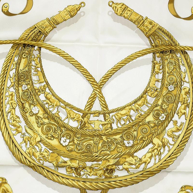 Hermes Scarf "Cavaliers d'Or" by Vladimir Rybaltchenko Vintage 90cm Silk | Foulard Carre