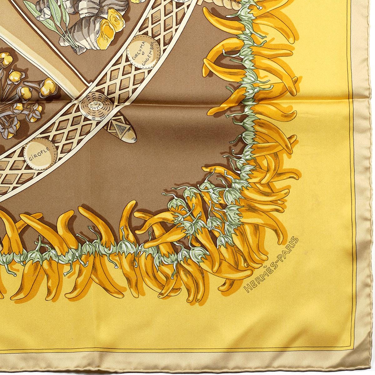Hermes Scarf "Aux Pays de Epices" by Annie Faivre 90cm Silk