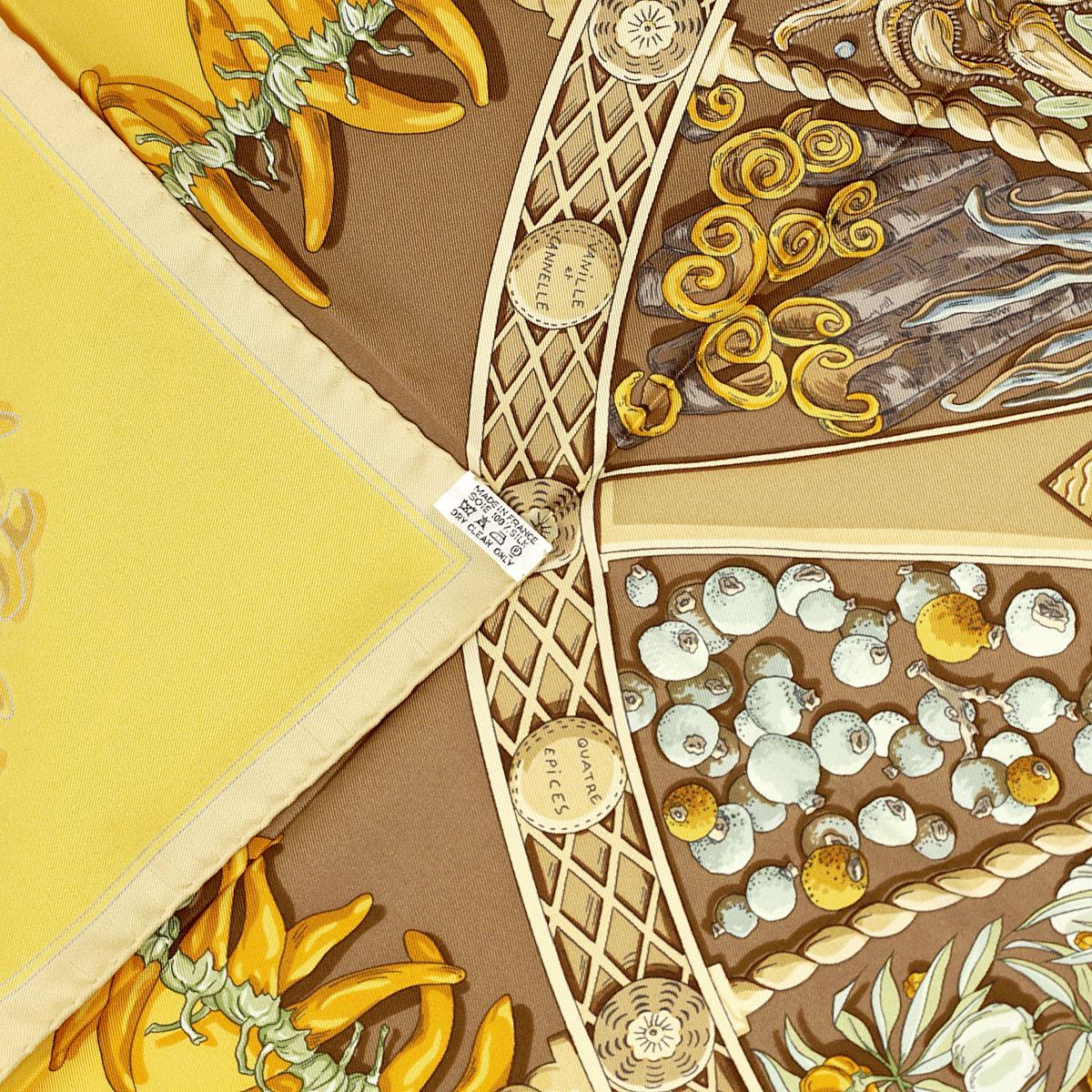 Hermes Scarf "Aux Pays de Epices" by Annie Faivre 90cm Silk