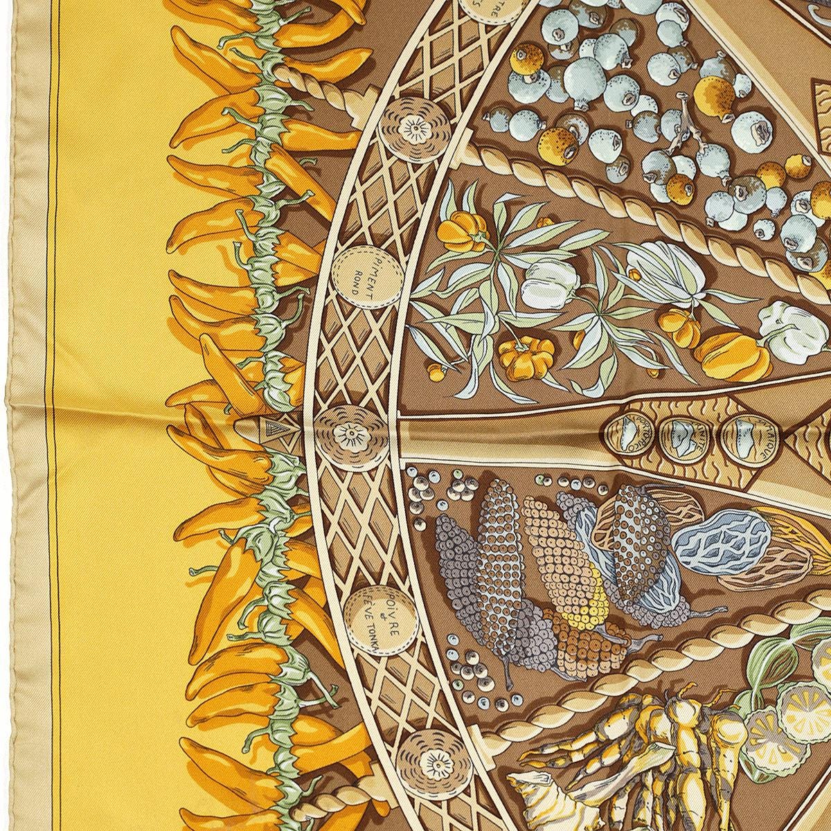 Hermes Scarf "Aux Pays de Epices" by Annie Faivre 90cm Silk
