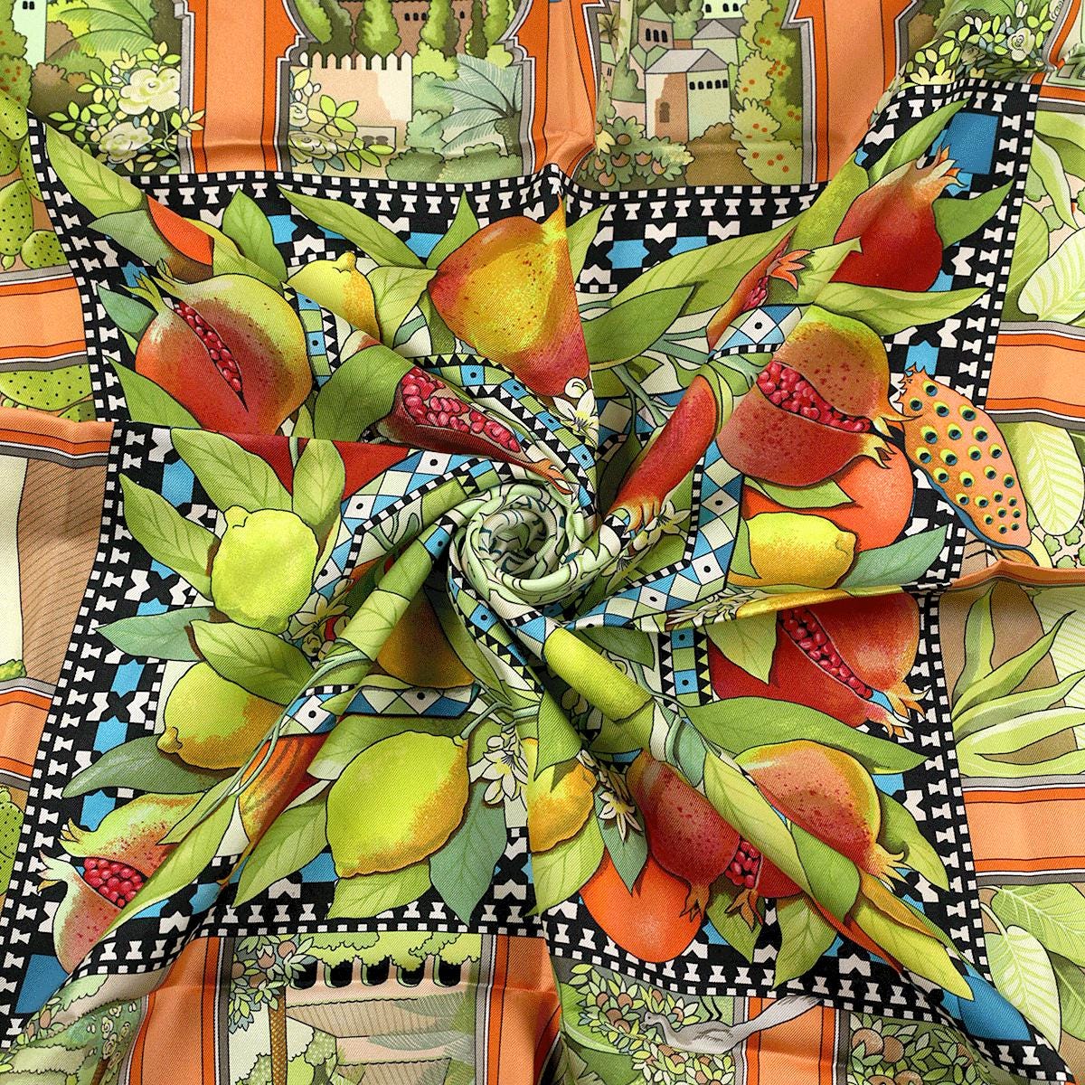 Hermes Scarf "Les Jardins d'Andalousie" by Aline Honore 90cm Silk | Carre Foulard