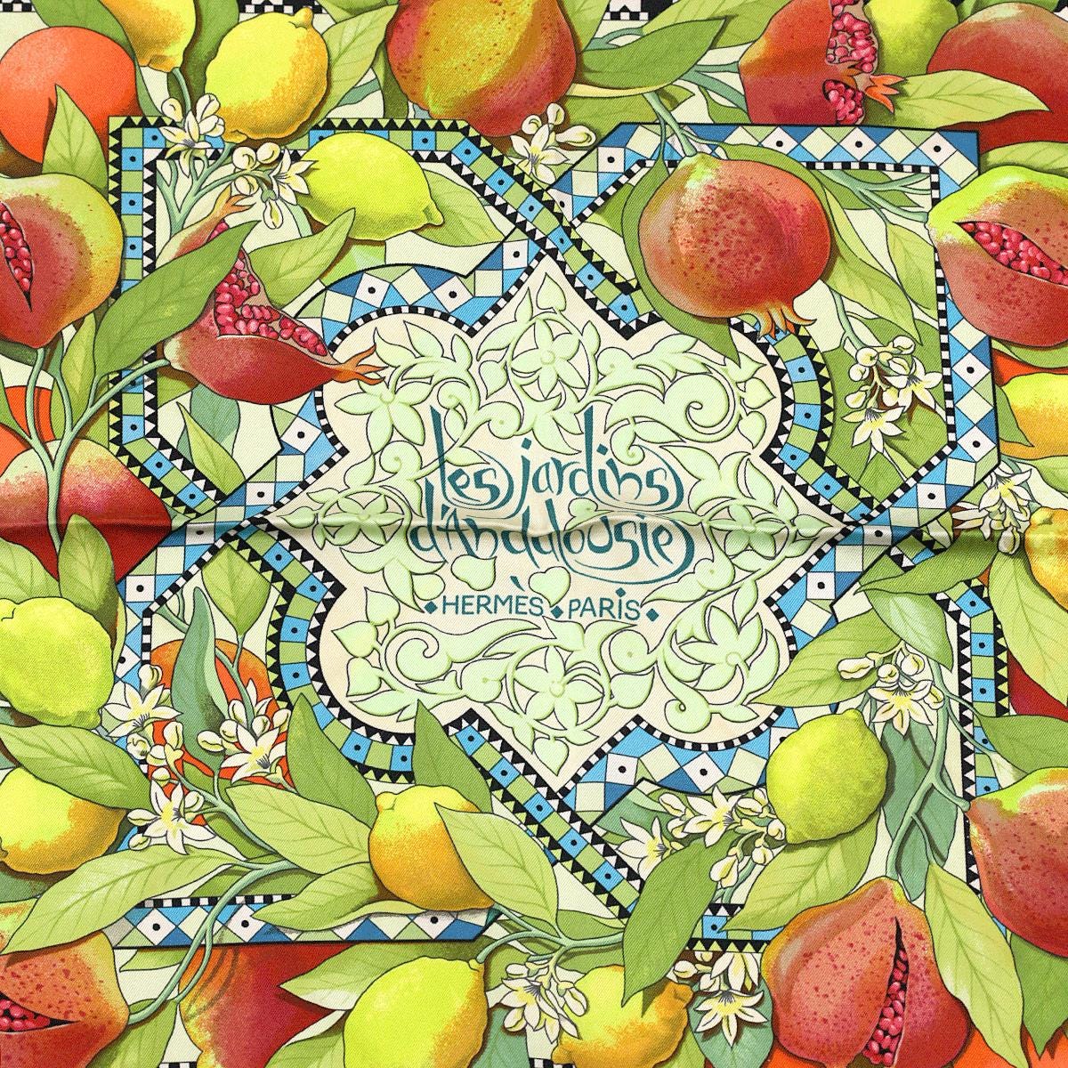 Hermes Scarf "Les Jardins d'Andalousie" by Aline Honore 90cm Silk | Carre Foulard