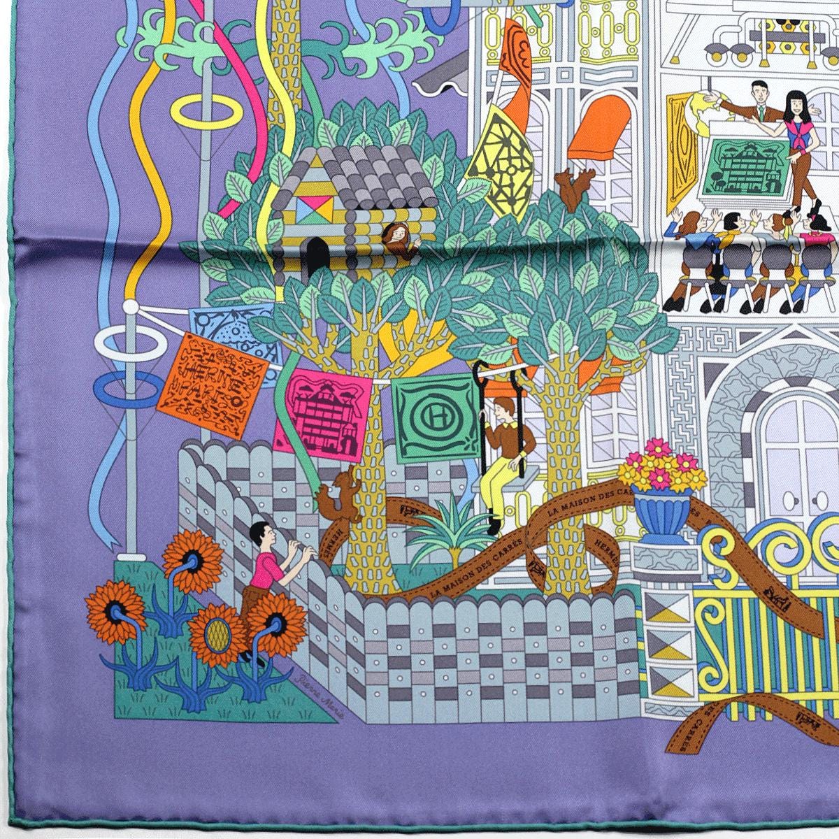 Hermes Scarf "La Maison des Carrés" by Pierre Marie 90cm Silk | Carre Foulard