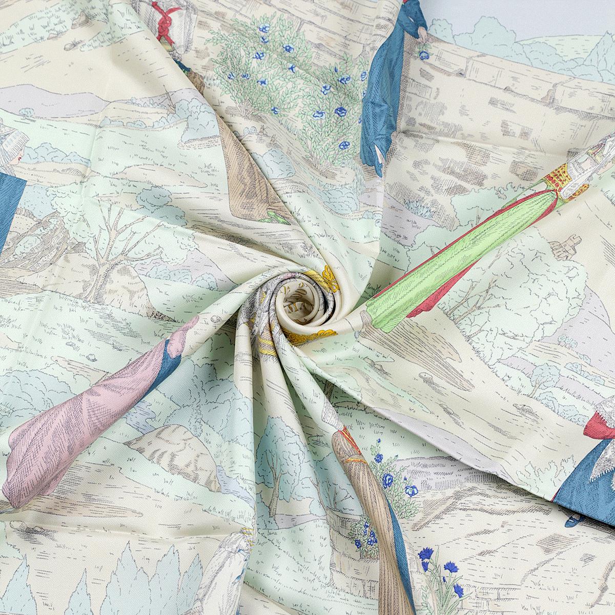 Hermes Scarf "Coiffes Normandes" by Zoe Pauwels 90cm Silk | Carre Foulard