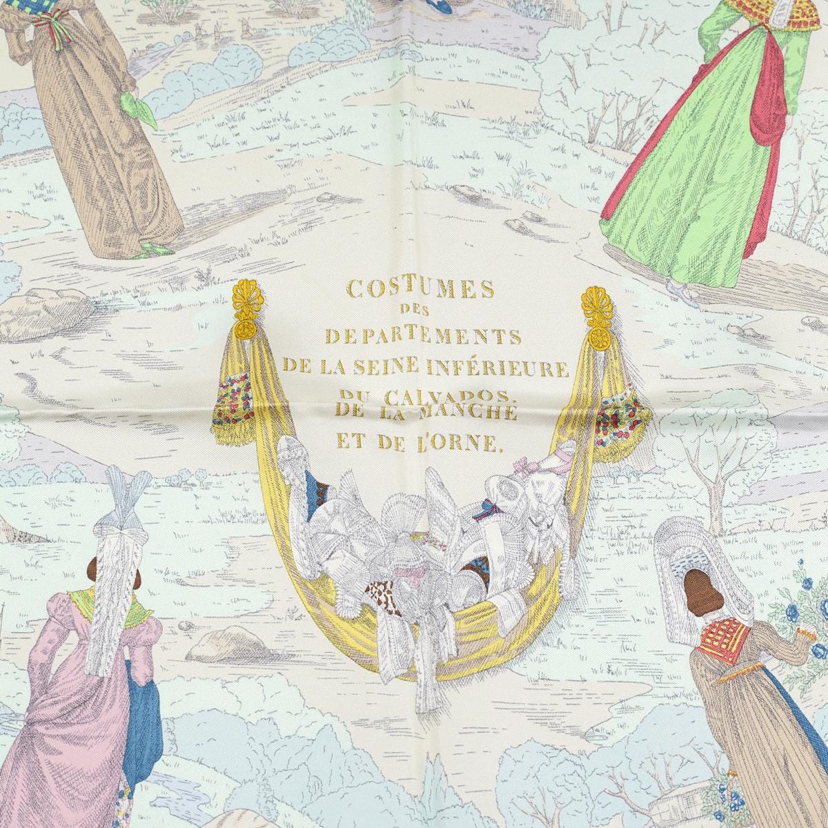 Hermes Scarf "Coiffes Normandes" by Zoe Pauwels 90cm Silk | Carre Foulard