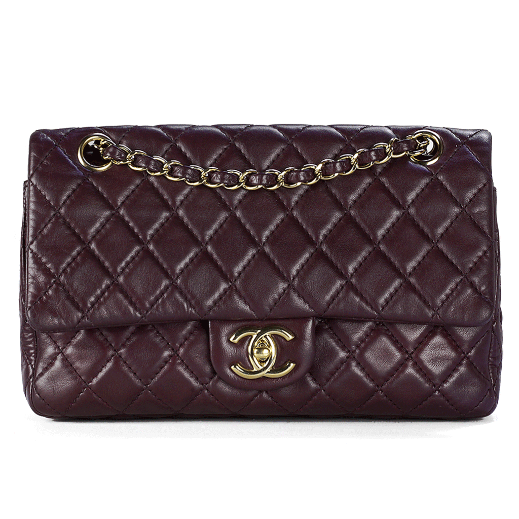 Chanel Bag Classic Double Flap Brown Quilted Lambskin Leather with Gold Hardware M