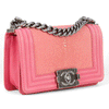 Chanel Boy Bag Pink Stingray Galuchat Leather with Silver Hardware Small