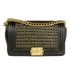 Chanel Boy Bag Medium Black Braided Sheepskin Gold Hardware