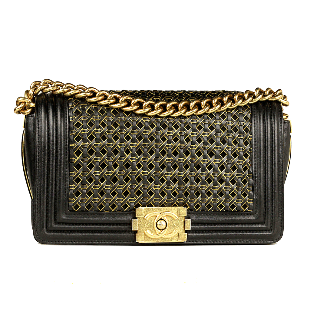 Chanel Boy Bag Medium Black Braided Sheepskin Gold Hardware – Exquisite  Artichoke