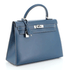 Hermès Kelly Handbag Blue Thalassa Box Calf with Palladium Hardware 32