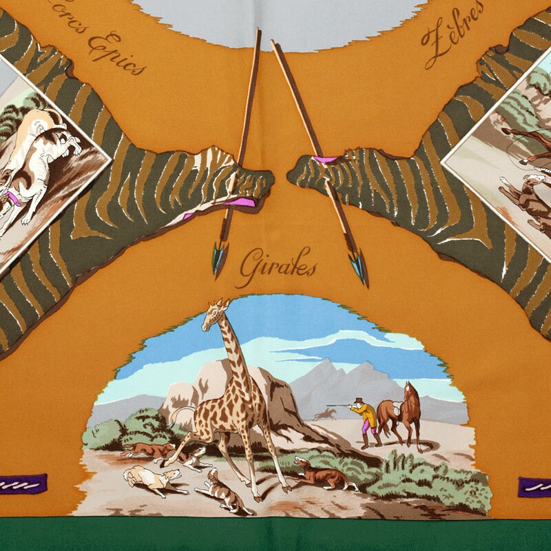 Hermes Scarf "Chasse en Afrique" by Hugo Grygkar 90cm Silk | Foulard Carre Grail