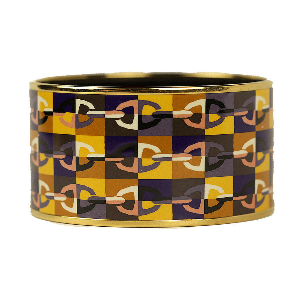 Hermes Bracelet 65 X-Wide Enamel Palladium Gold Chaine d&#39;Ancre Pattern | Bangle SHW