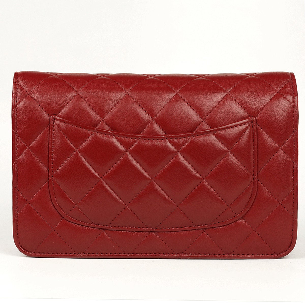 Chanel Bag Wallet on Chain (WOC) Red Quilted Lambskin Leather with Silver Hardware