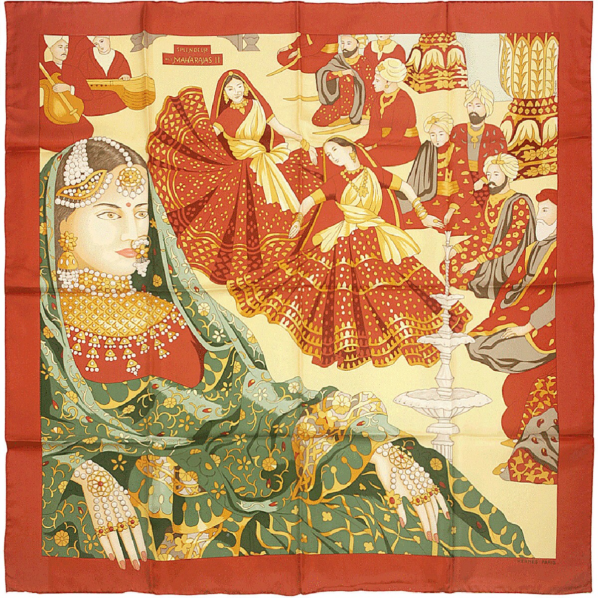 Hermes Scarf "Splendeur des Maharajas II" by Catherine Baschet 90cm Silk | Foulard Carre