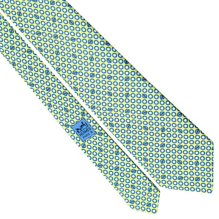Hermes Men's Silk Tie Geometric Pattern 5250