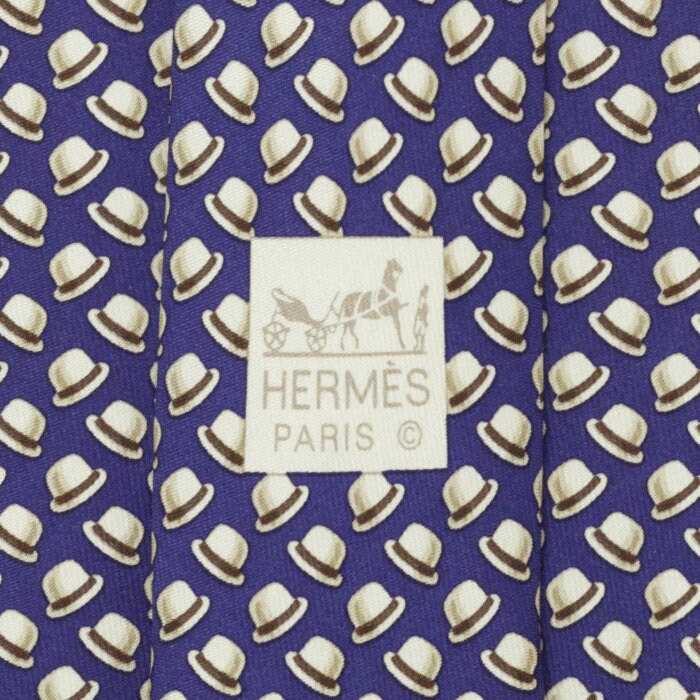 Hermes Men's Silk Tie Derby Hats Pattern 5329