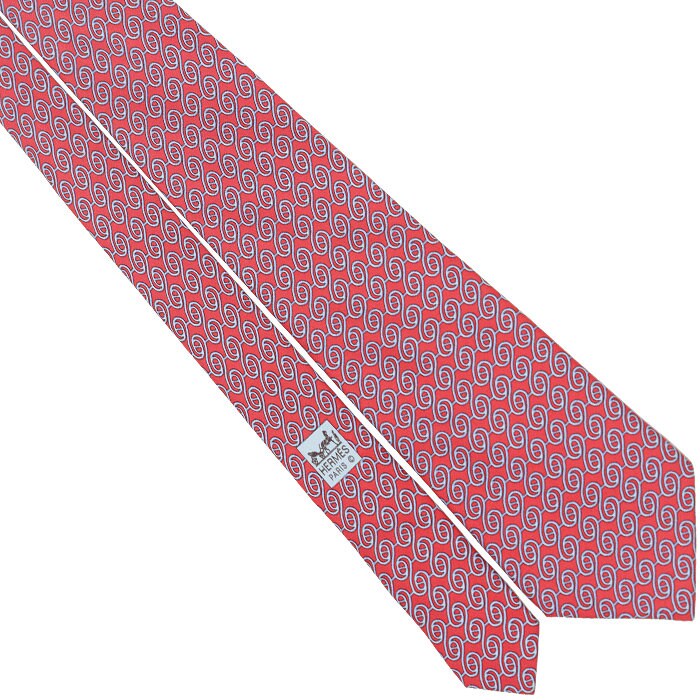 Hermes Men's Silk Tie Geometric Chaine d'Ancre Pattern 5288