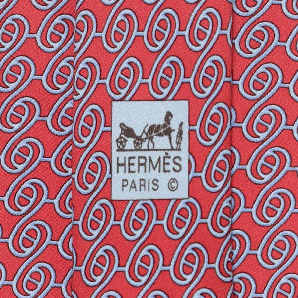 Hermes Men's Silk Tie Geometric Chaine d'Ancre Pattern 5288