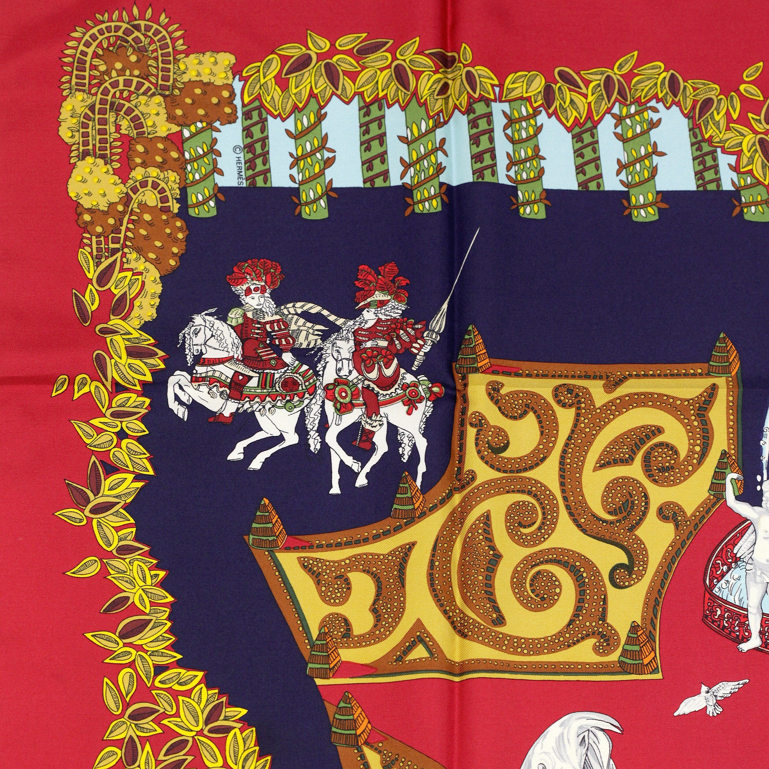 エルメス カレ90 LE PARADIS DU ROY 王の楽園 スカーフ 美品 HERMES カレ90 LE PARADIS DU ROY 王の楽園