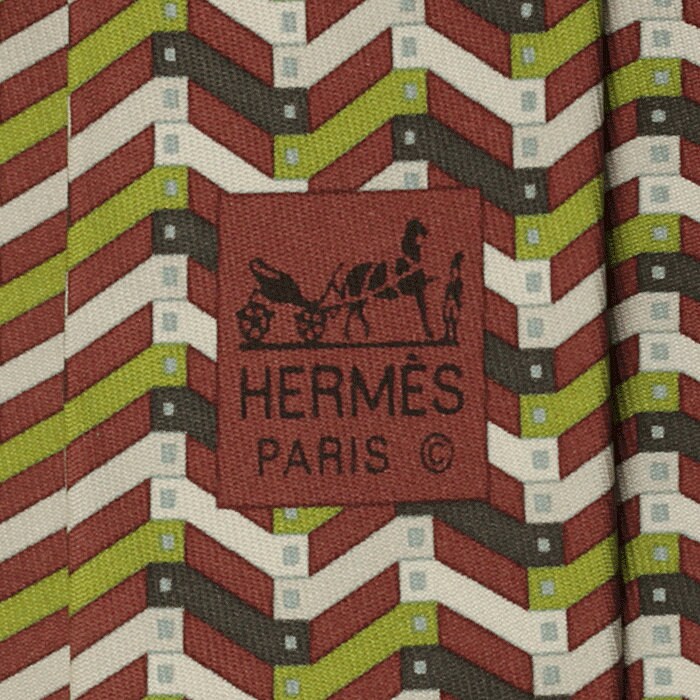 Hermes Men's Silk Tie Geometric Pattern 5375