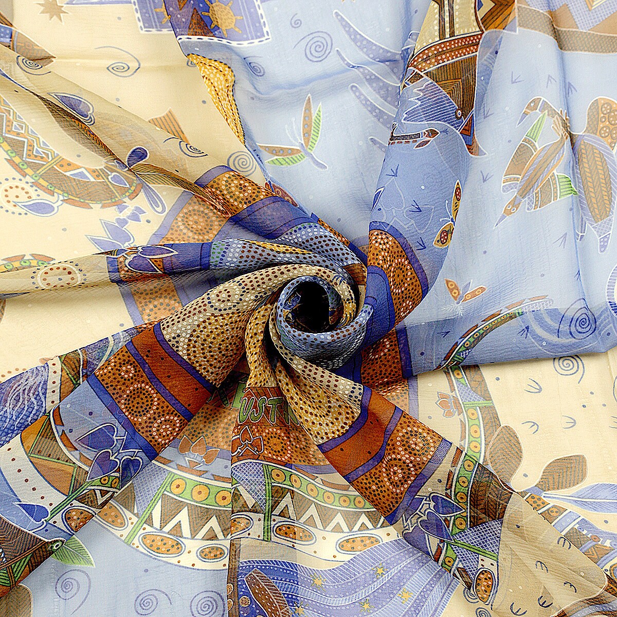 Hermes Scarf &quot;Reve d&#39;Australie&quot; by Zoè Pauwels 140cm Mousseline Chiffon Silk | Carre Foulard