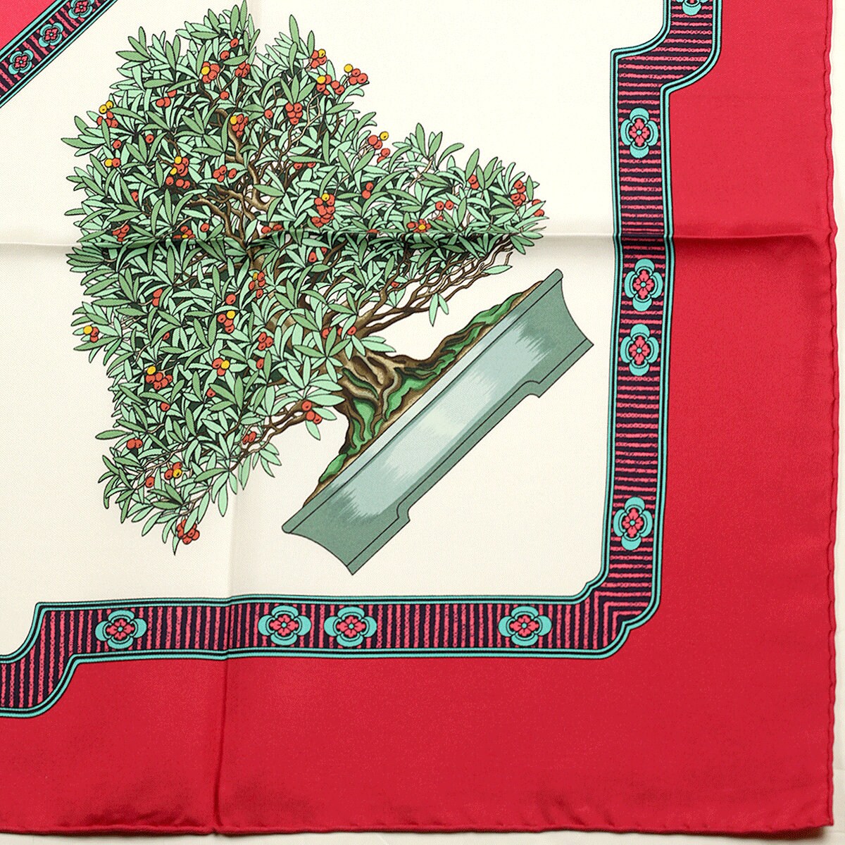 Hermes Scarf "Les Beaux Jours de Bonsai" by Catherine Baschet 90cm Silk | Carre Foulard