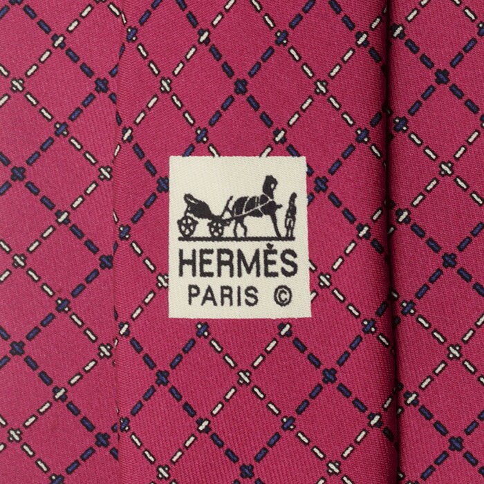 Hermes Men's Silk Tie Geometric Pattern 7727