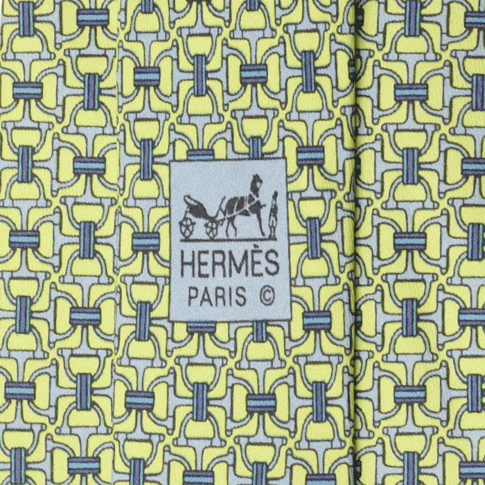 Hermes Men's Silk Tie Equestrian Stirrups Pattern 5560