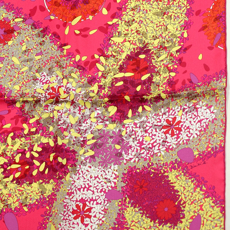 HERMES カレ 90 OFFRANDES D'UN JOUR 花の捧げ物 Hermes Scarf 
