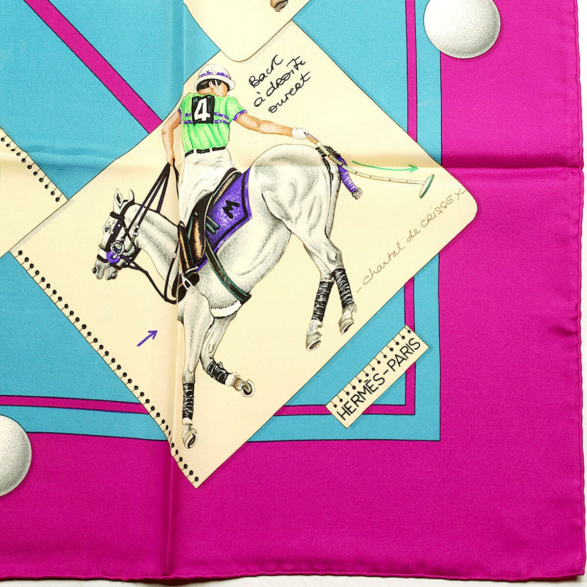 Hermes Scarf "Monde du Polo" by Chantal de Crissey 90cm Silk | Carre Foulard