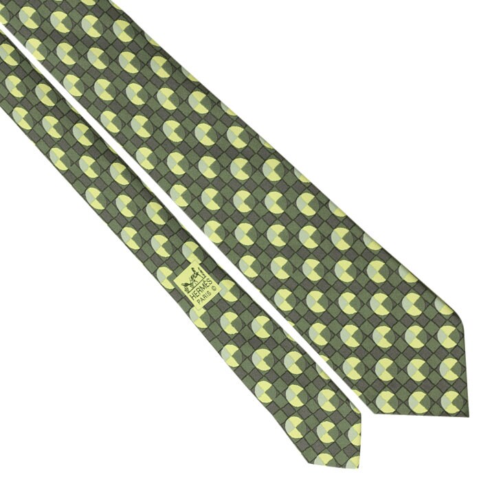 Hermes Men's Silk Tie Twillpop Geometric Pattern 5312
