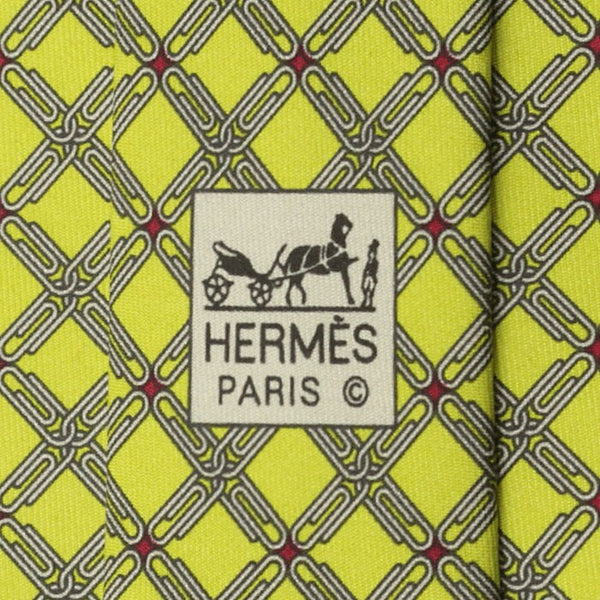 Hermes Men's Silk Tie Paper Clips Pattern 5549