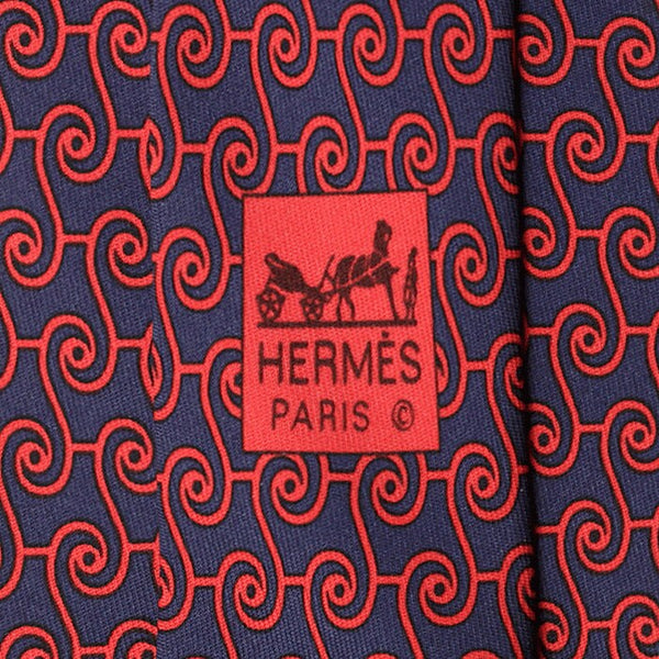 Hermes Men's Silk Tie Geometric Pattern 5210