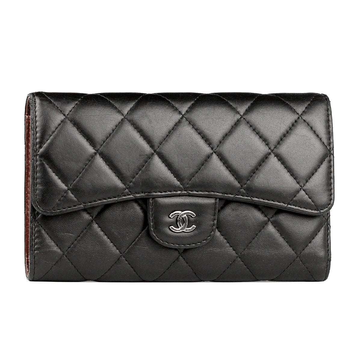Chanel Classic Flap Wallet Black Quilted Lambskin Leather with Silver –  Exquisite Artichoke