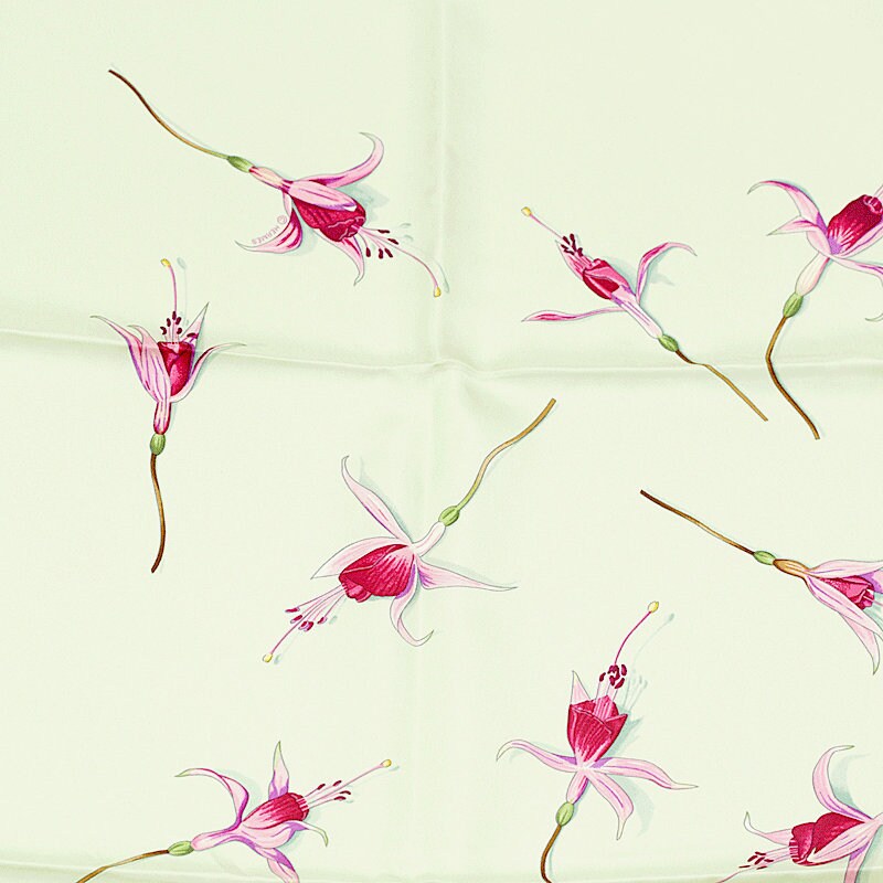 Hermes Scarf "Fleurs de Fuchsia" by Leigh P. Cook 90cm Silk