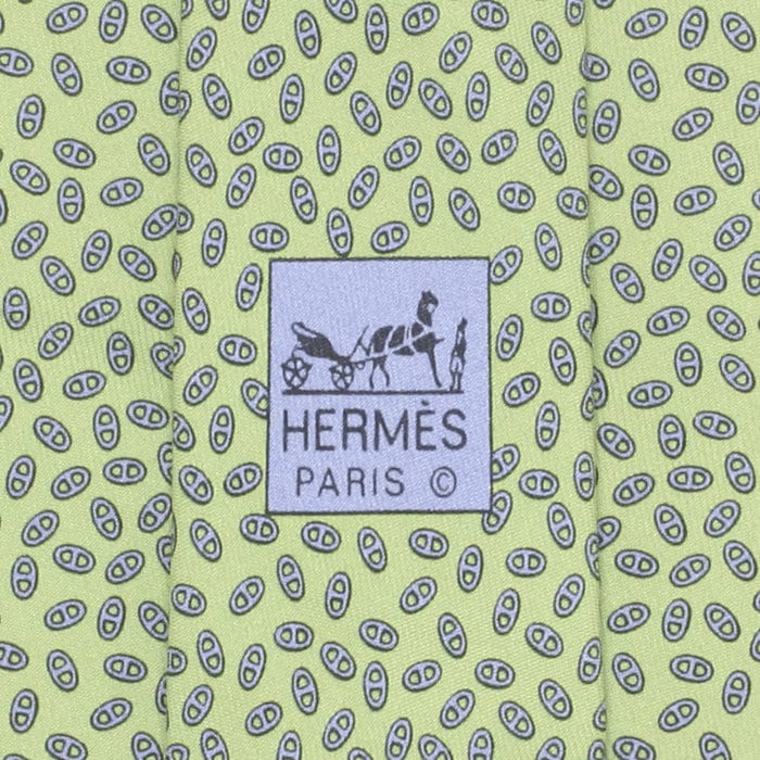 Hermes Men's Silk Tie Geometric Chaine d'Ancre Pattern 5107