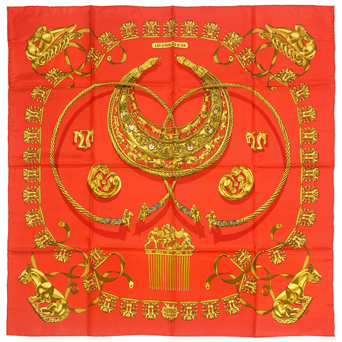 HERMES scarf - Les retailer Cavaliers d'Or