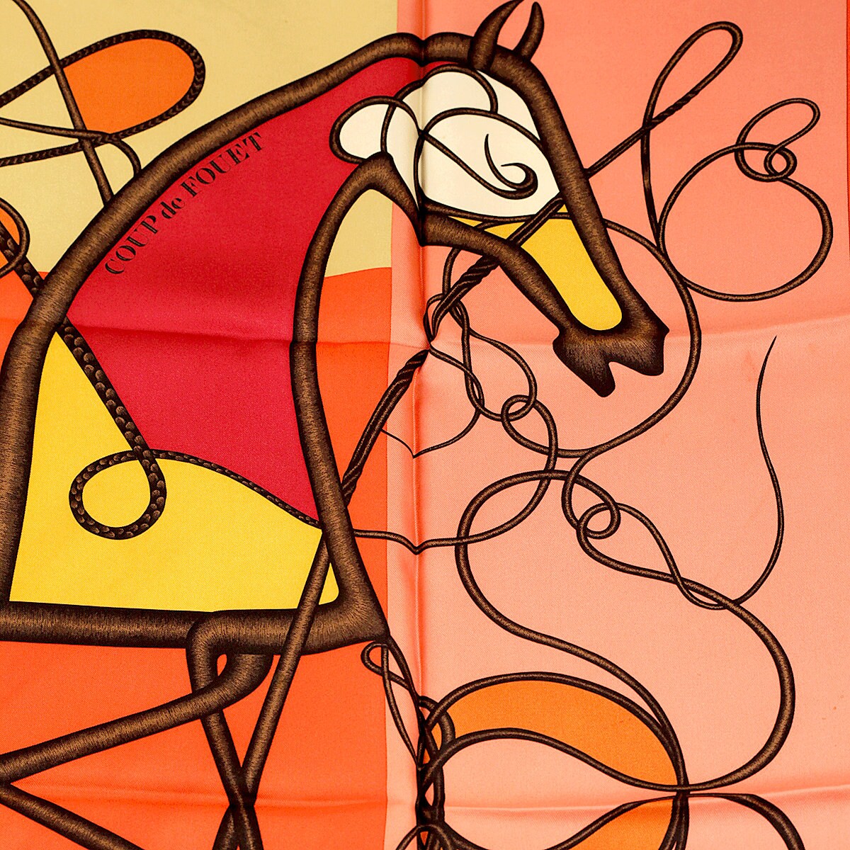 HERMES COUP de FOUET Carré COUP DE FOUET - FOULARD HERMES 90CM - ETAT NEUF