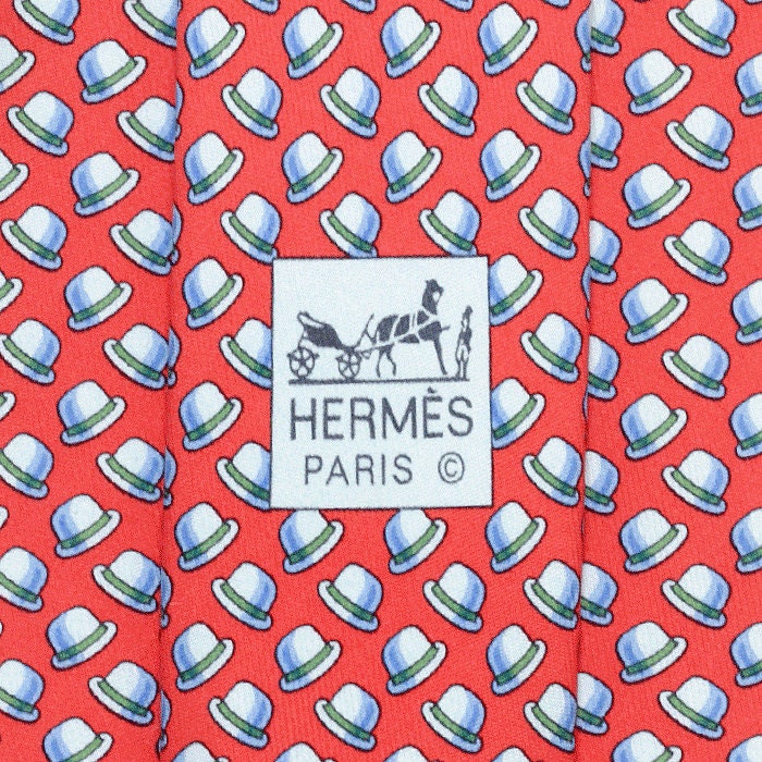 Hermes Men's Silk Tie Derby Hats Pattern 5329 | Necktie Cravate