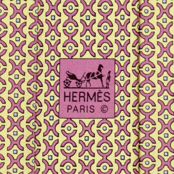 Hermes Men's Silk Tie H Geometric Pattern 5366