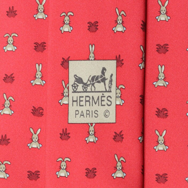 Hermes Men's Silk Tie Whimsical Rabbits Pattern 5243 | Necktie Cravate
