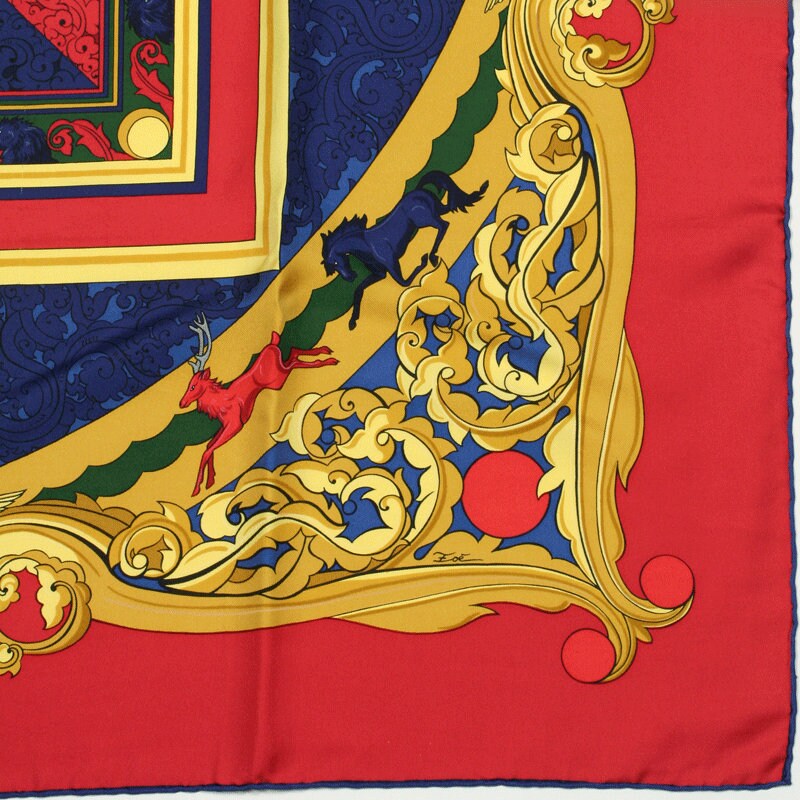 HERMES エルメス カレ90 ANIMAUX SOLAIRES Hermes Scarf 